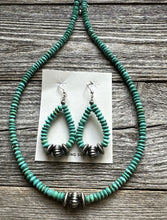 Load image into Gallery viewer, Sterling Silver Blue Turquoise Bead Necklace W Earrings Set. Gift 18 Inch