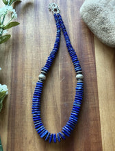 Load image into Gallery viewer, Sterling Silver Graduated Lapis Bead Necklace. 18 inch. Gift