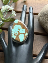 Load image into Gallery viewer, Navajo Native Sterling Silver Number 8 Turquoise Adjustable Ring Leslie Nez Gift