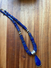 Load image into Gallery viewer, Navajo sterling silver lapis pendant necklace