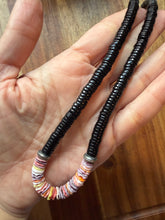 Load image into Gallery viewer, Sterling silver black onyx shell bead necklace 18 inch