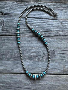 Lot of 5 Sterling Silver Turquoise Pearls Bead Necklaces Set. 16 - 24 inch. Gift