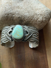 Load image into Gallery viewer, Navajo Native American Sterling Silver Blue Turquoise Cuff Bracelet Maloney