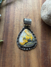 Load image into Gallery viewer, Native Navajo Sterling Silver Yellow Bumblebee Jasper Pendant Etta Enditto Gift