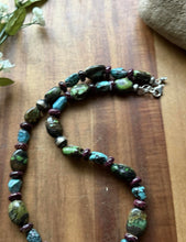 Load image into Gallery viewer, Sterling Silver Turquoise Nuggets Purple Spiny Oyster Bead Necklace. 20 Inch