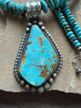 Load image into Gallery viewer, Navajo sterling silver turquoise pendant necklace etta Endito