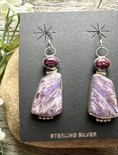 Load image into Gallery viewer, Navajo 925 Sterling Silver Purple Spiny Oyster Charoite Handmade Earrings RS