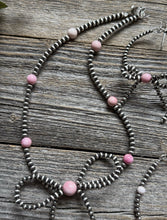 Load image into Gallery viewer, Bow Sterling Silver Pink Conch 4mm Pearls Bead Necklace Earrings Bracelet Set