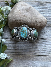 Load image into Gallery viewer, Navajo Native Sterling Silver Kingman Turquoise Cuff Bracelet J Nelson