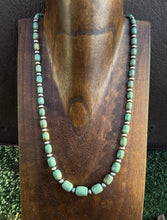 Load image into Gallery viewer, Sterling Silver Green Graduated Turquoise Nuggets Bead Necklace 21 inch