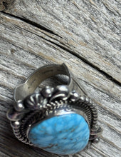 Load image into Gallery viewer, Native American Sterling Silver Kingman Turquoise Ring Size 7.5 A Jake