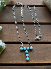 Load image into Gallery viewer, Navajo Sterling Silver Turquoise Alphabet T Chain Necklace KY