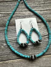 Load image into Gallery viewer, Sterling Silver Blue Turquoise Bead Necklace W Earrings Set. Gift 18 Inch