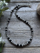 Load image into Gallery viewer, Sterling Silver Multi Bead Black Onyx W Pearls Bead Necklace. 18 inch. Gift