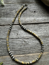 Load image into Gallery viewer, Sterling Silver Bumblebee Jasper W 6mm Pearls Bead Necklace. 18 inch