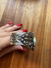 Load image into Gallery viewer, Navajo sterling silver Sonoran rose turquoise cuff bracelet