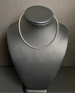 4mm 32 Inch 925 Sterling Silver Oxidized Pearls Bead Necklace Southwestern