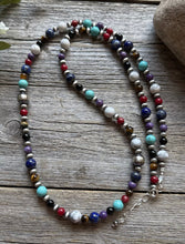 Load image into Gallery viewer, Sterling Silver Pearls Multi Stone Round Bead Necklace 30 inch