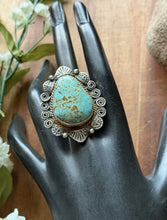 Load image into Gallery viewer, Navajo Sterling Silver Number 8 Turquoise Adjustable Ring Etta Enditto Gift