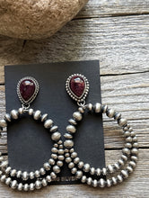 Load image into Gallery viewer, Navajo Sterling Silver Purple Spiny Oyster Pearl Double Loop Earrings Etta E