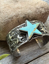 Load image into Gallery viewer, Sunshine Reeves 925 Sterling Silver Star Stamped Cuff Bracelet Native American