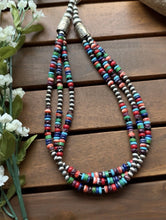 Load image into Gallery viewer, Sterling Silver Multi Strand Stone Pearls Bead Necklace. 18 inch