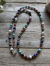 Load image into Gallery viewer, Sterling Silver Pearls Multi Stone Round Bead Necklace 30 inch