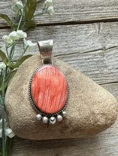 Load image into Gallery viewer, Native American Sterling Silver Red Spiny Oyster Pendant RY
