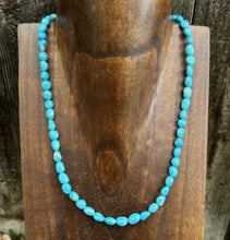 Load image into Gallery viewer, Sleeping Beauty Turquoise Sterling Silver Nuggets Bead Necklace. 18 inch