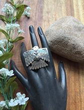 Load image into Gallery viewer, Navajo Sterling Silver Thunderbird Stamped Adjustable Ring Sunshine Reeves