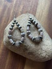 Load image into Gallery viewer, Pink Rhodochrosite Sterling Silver Pearls Bead Earrings 2.75 Inch
