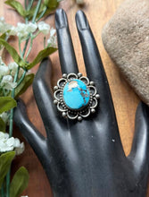 Load image into Gallery viewer, Native American 925 Sterling Silver Turquoise Ring. Size 8. Mary Ellen Gift