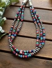 Load image into Gallery viewer, Sterling Silver Multi Strand Stone Pearls Bead Necklace. 18 inch