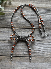 Load image into Gallery viewer, Bow Sterling Silver Multi Graduated Spiny Oyster Pearls Bead Necklace 24 inch