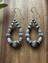 Load image into Gallery viewer, Pink Rhodochrosite Sterling Silver Pearls Bead Earrings 2.75 Inch