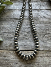 Load image into Gallery viewer, Southwestern 925 Sterling Silver 10mm Flat Saucer Pearls Bead Necklace 18 Inch