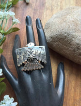 Load image into Gallery viewer, Navajo Sterling Silver Thunderbird Stamped Adjustable Ring Sunshine Reeves