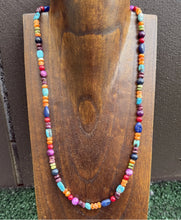 Load image into Gallery viewer, Sterling Silver Pearls Multi Stone Color Bead Necklace 23 inch