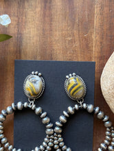 Load image into Gallery viewer, Navajo Sterling Silver Yellow Bumblebee Jasper Pearl Double Loop Earrings Etta