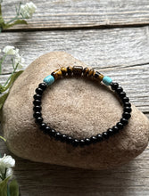 Load image into Gallery viewer, Black Onyx Tigers Eye 6.5 Inch Stretch Elastic Stretchy Bead Bracelet Gift
