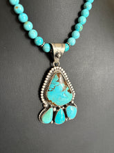 Load image into Gallery viewer, Handmade Navajo Turquoise Pendent Sterling Silver .
Turquoise W Silver Necklace