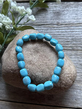 Load image into Gallery viewer, Blue Turquoise Nuggets 7 Inch Stretch Elastic Stretchy Bead Bracelet Gift