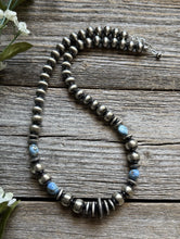 Load image into Gallery viewer, Sterling Silver Golden Hill Turquoise Nuggets W Pearls Bead Necklace. 18 inch