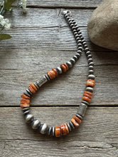Load image into Gallery viewer, Sterling Silver Orange Spiny Oyster W Pearls Kokopelli Bead Necklace 18 Inch