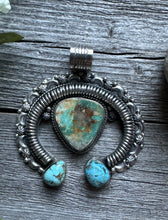 Load image into Gallery viewer, Native American Sterling Silver Royston Turquoise Naja Pendant Handmade CY