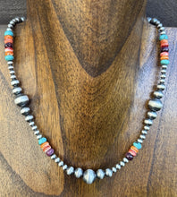 Load image into Gallery viewer, Sterling Silver Multi Stone Pearls 4mm-10mm Choker Bead Necklace 18 inch