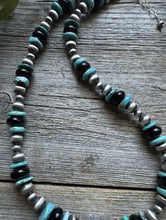 Load image into Gallery viewer, Sterling Silver Onyx Turquoise W Pearls Kokopelli Bead Necklace 18 Inch