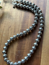 Load image into Gallery viewer, Sterling Silver 10mm Stamped Pearls Bead Necklace. 18 Inch
