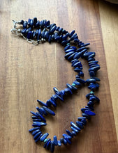 Load image into Gallery viewer, Sterling Silver Lapis Nuggets Turquoise Bead Necklace. 18 inch. Gift