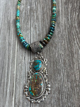 Load image into Gallery viewer, Handmade Navajo Turquoise &amp; Sterling Silver Pendent.
With Turquoise Necklace